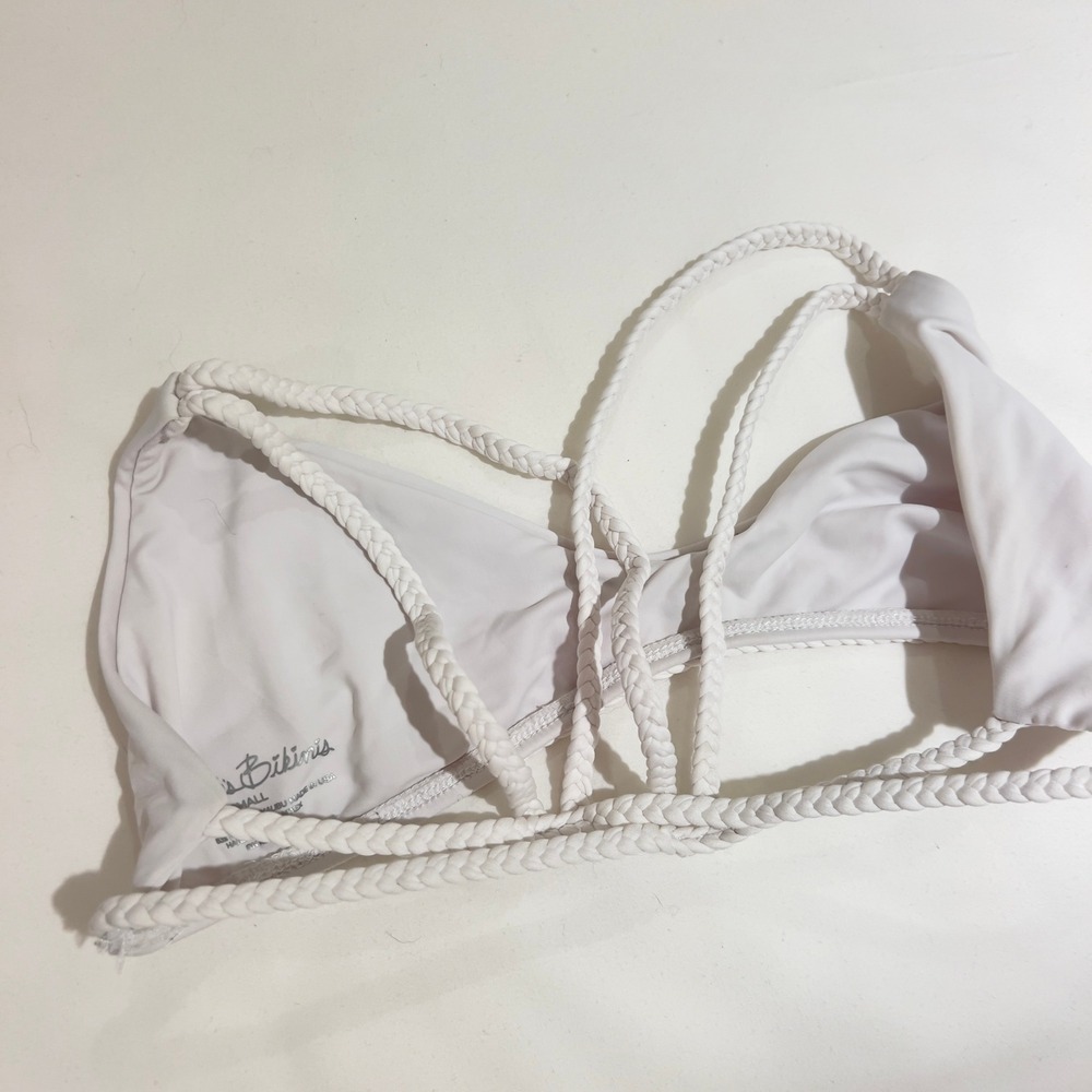 Frankies Bikinis White Braided Strap Triangle Bikini Top Small - Picture 3 of 4